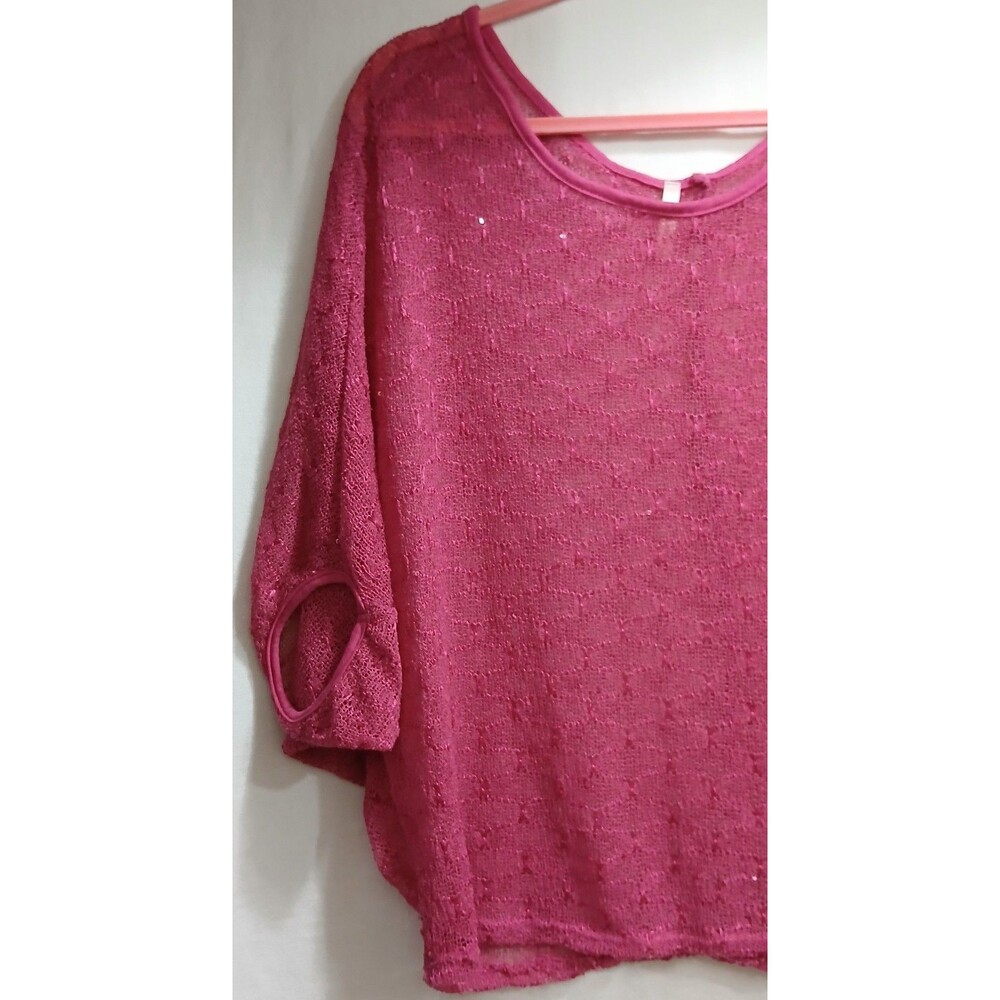 Sweet Pea Maternity Size Medium Polyester Stretch S/S Pullover Peep Holes Pink - Picture 2 of 6